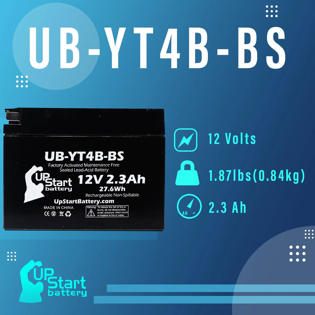 (FI) 5-Pack Activated, UpStart Motorcycle Battery Yamaha 2.3Ah, Replacement 400CC UB-YT4B-BS 2010 Free, - 12V, Maintenance Factory Battery SR400 for