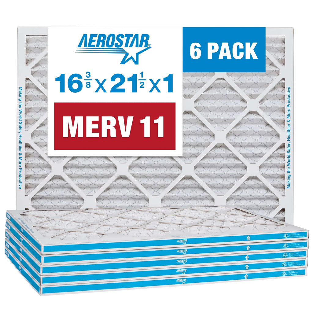 Air 11 MERV 3/8 Filter, 1 Furnace 21 Aerostar Pleated 6 Air Pack 1/2 x 16 Filter, AC x