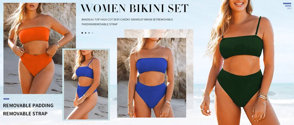 Pink Bikini Cheeky Set Removable L White Queen High Swimsuit Women's Pad Wrap Strap Waist