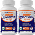 Fast Non-GMO, 60mg Tablets Dissolve Tablets - Berry Vegan Natural Forming Melatonin 60 Gluten Flavor (2 Bottles) Non-Habit - Vitamatic - Free