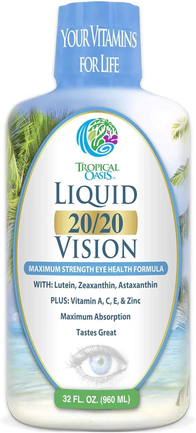 32oz Eye 20/20 Zeaxanthin, Vision Astaxanthin Vitamin Tropical 32 – - Max Absorption Oasis Servings, – with Lutein, Formula