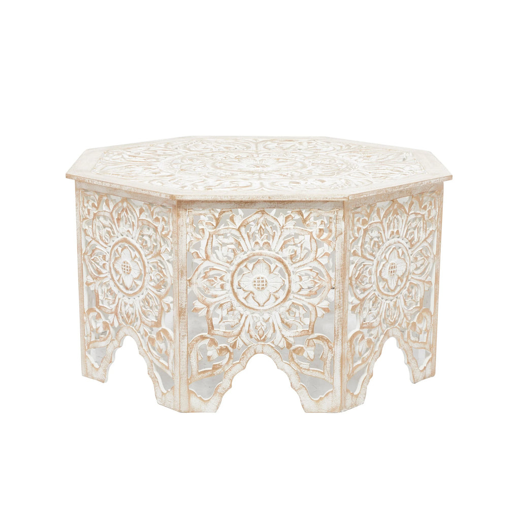 x x Country - Table Pine Round White 350 Coffee 33 33 Studio 18 Cottage