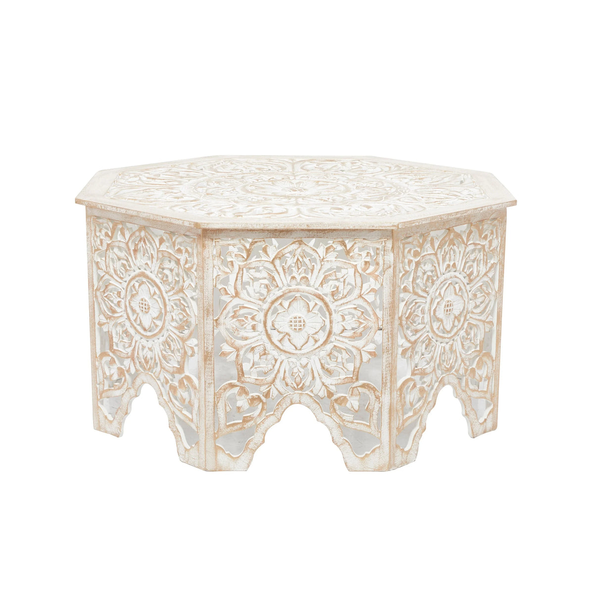 x x Country - Table Pine Round White 350 Coffee 33 33 Studio 18 Cottage