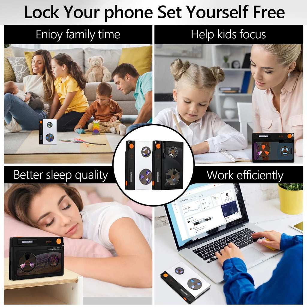 Box with on Phone Cover, Screen) (L Prevent Cell Black-One Box Real Lock Phone for Lock Portable Life Focus 6.7x3.5x0.7, to Semi-Transparent Phone With Timed Help Timer, Addiction,