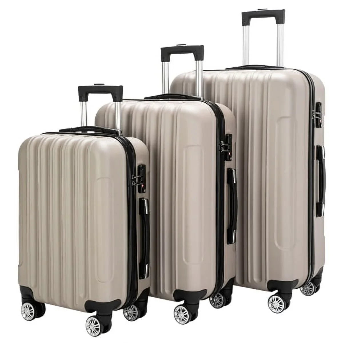 Luggage Wheels(20/24/28), with Piece Capri Champagne Spinner 3 Set