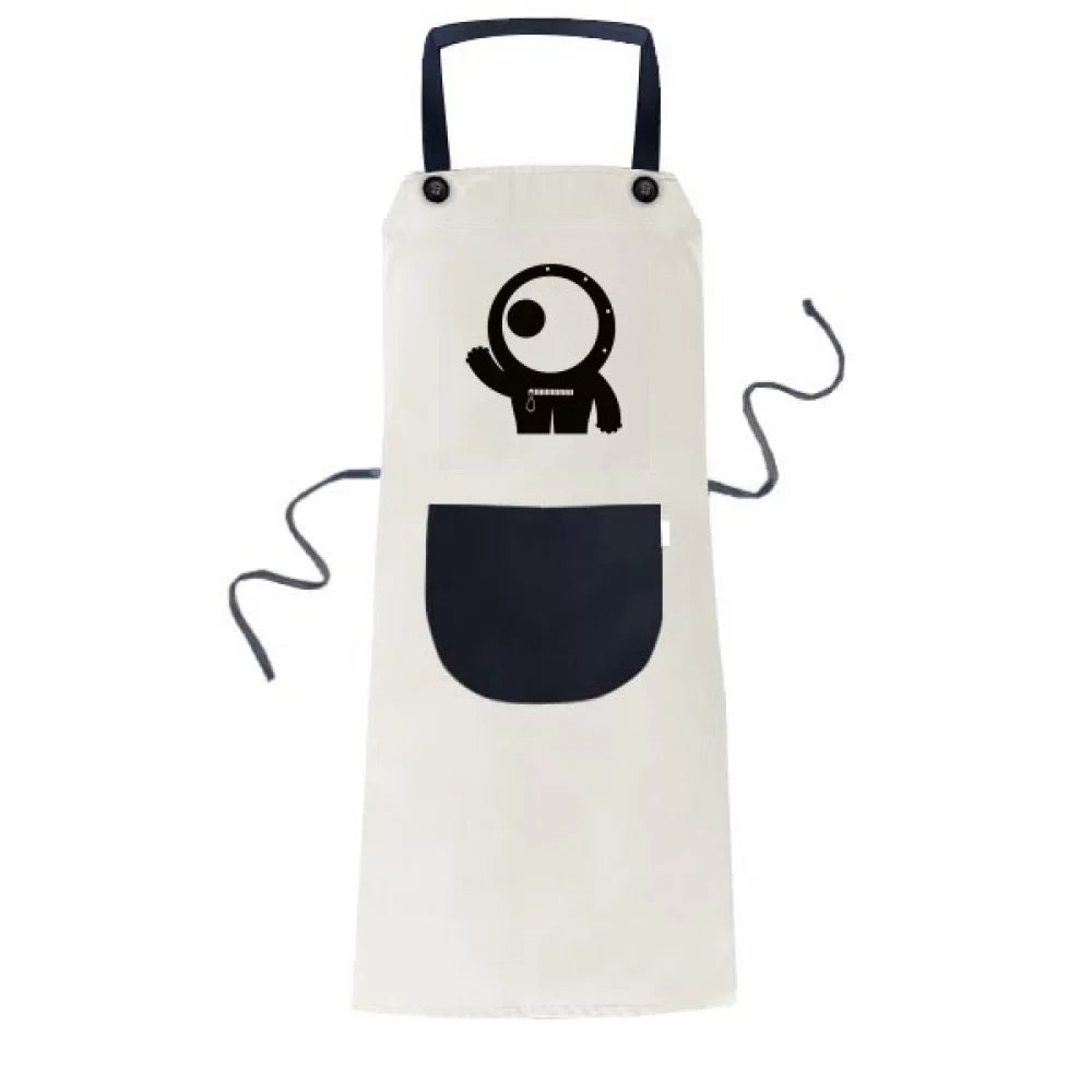 Monster Bib Linen Apron Kitchen Pinafore Cyclops Adjustable Alien Cotton Pocket Alien Universe BBQ