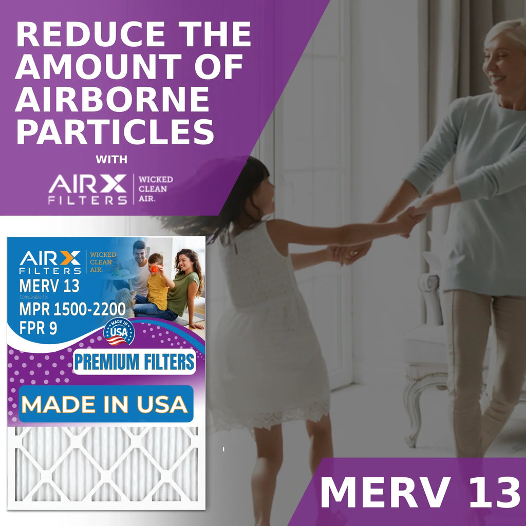 Pack 16x25x5 MERV AIRX 1500 USA Filter 13 WICKED Premium 16x25x5 by Air to Skuttle #000-0448-001 - Made CLEAN Comparable Filter Furnace Compatible MPR FILTERS 2 FPR 9 DB-25-16 & AIR. 2200 with