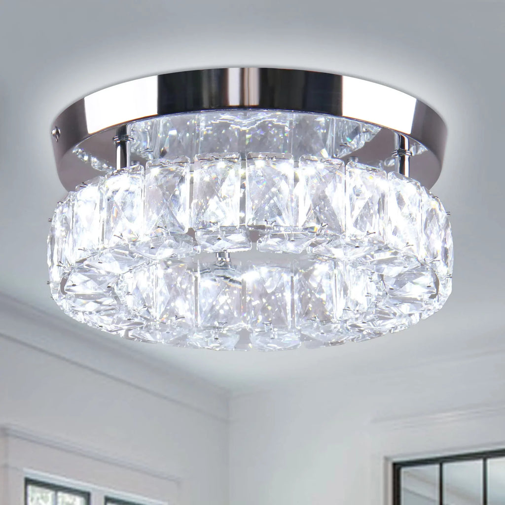 Hallway Fixture Flush Diisunbihuo 9.8" 6000K LED Mini W Mount Kitchen Ceiling Ceiling for Chandelier Lamp Fixtures 15 Light Round Crystal Foyer Light