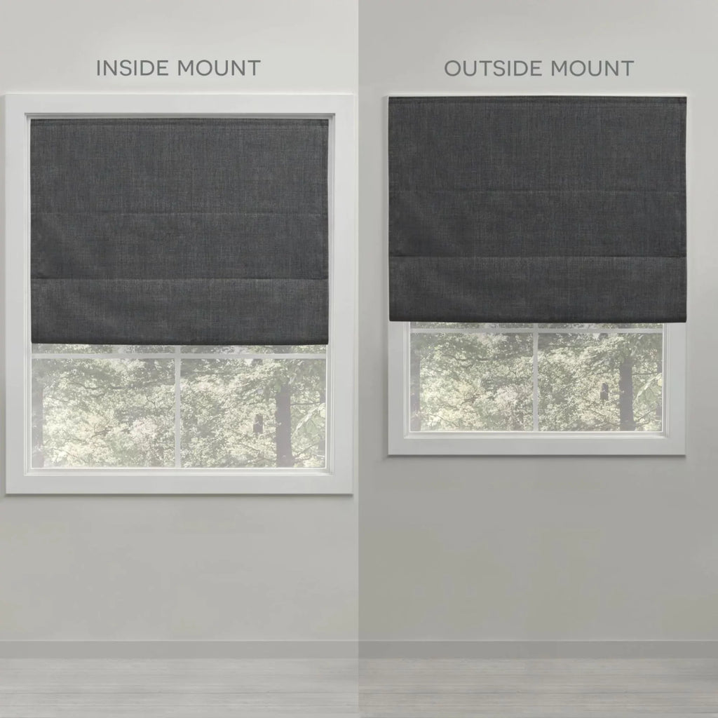 Blackout Esme Exclusive Home Roman Shade, Blue 34"x64", Total Slate