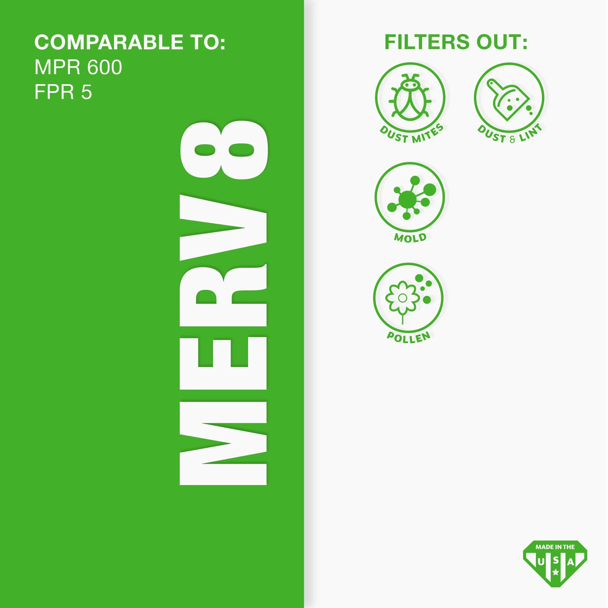 MERV Air Filter, Pleated Furnace 14x18x1 Filter, Pack 8 Air 6 AC Aerostar