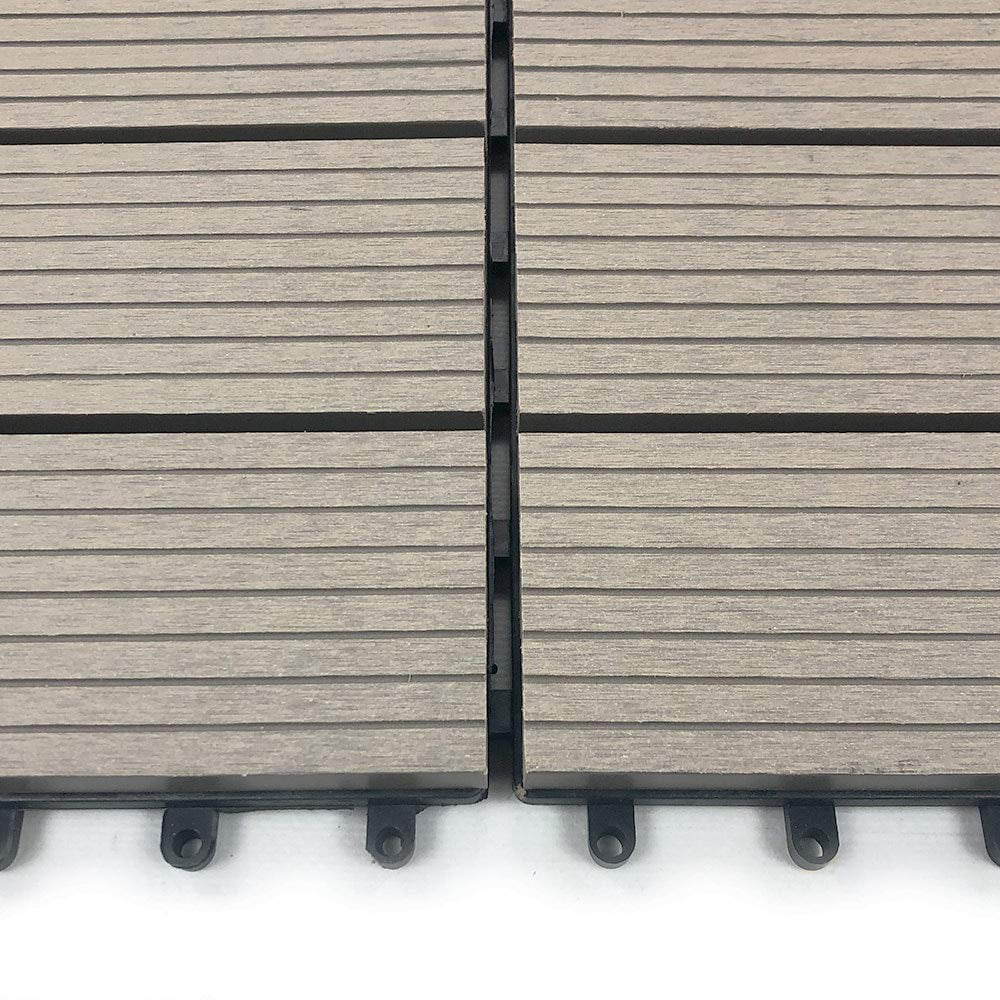 Wood-Plastic Easy 12" (9 Gray x DIY 12" x Deck RevTime 3/4”, Tiles Pcs)