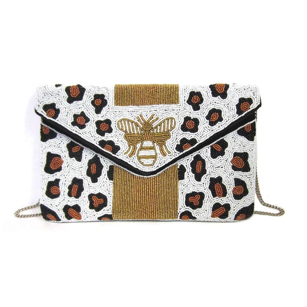 Multi Clutch Crossbody, Print Bee Leopard B-Spark Beaded