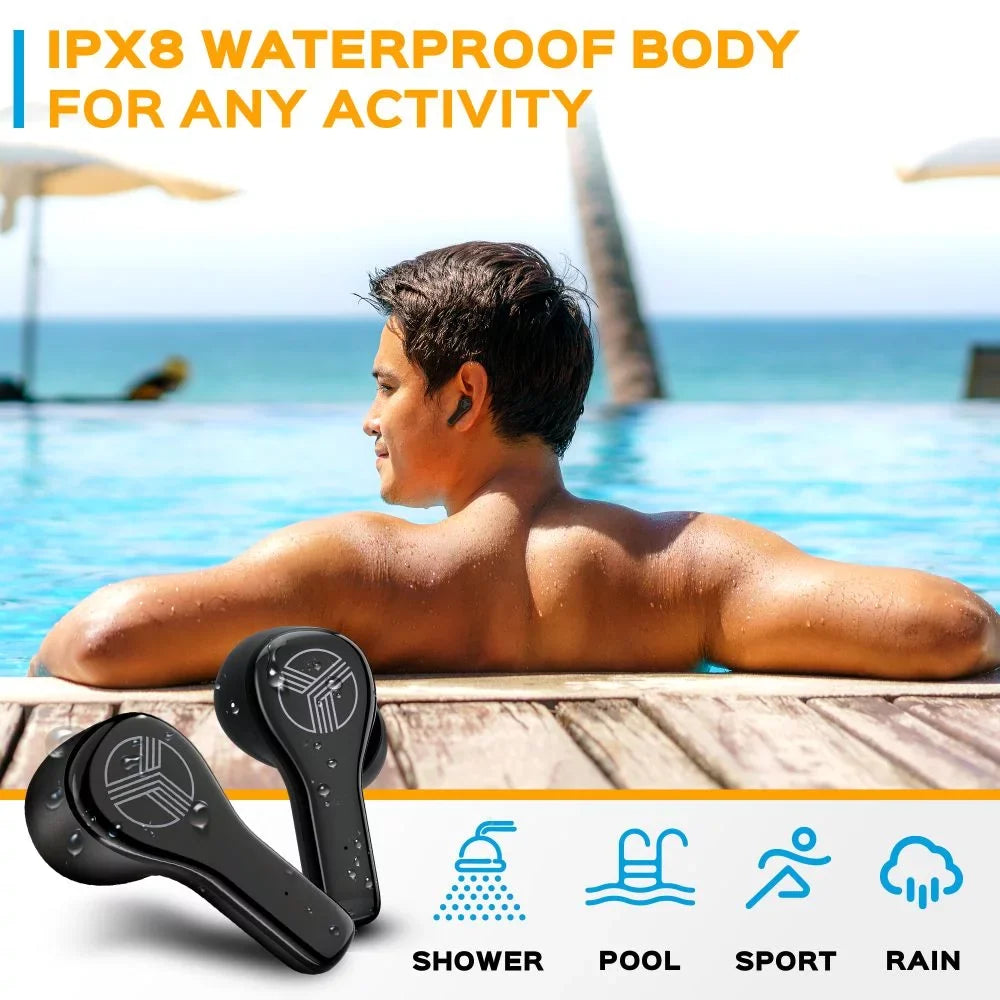 Play Waterproof Port, with Black WX8 Case True 5.1, Isolation, Bluetooth Time, Touch of Charging, USB-C Noise up Wireless 28H Earbuds Earbuds, - Includes Charging Control TREBLAB w/Wireless and IPX8