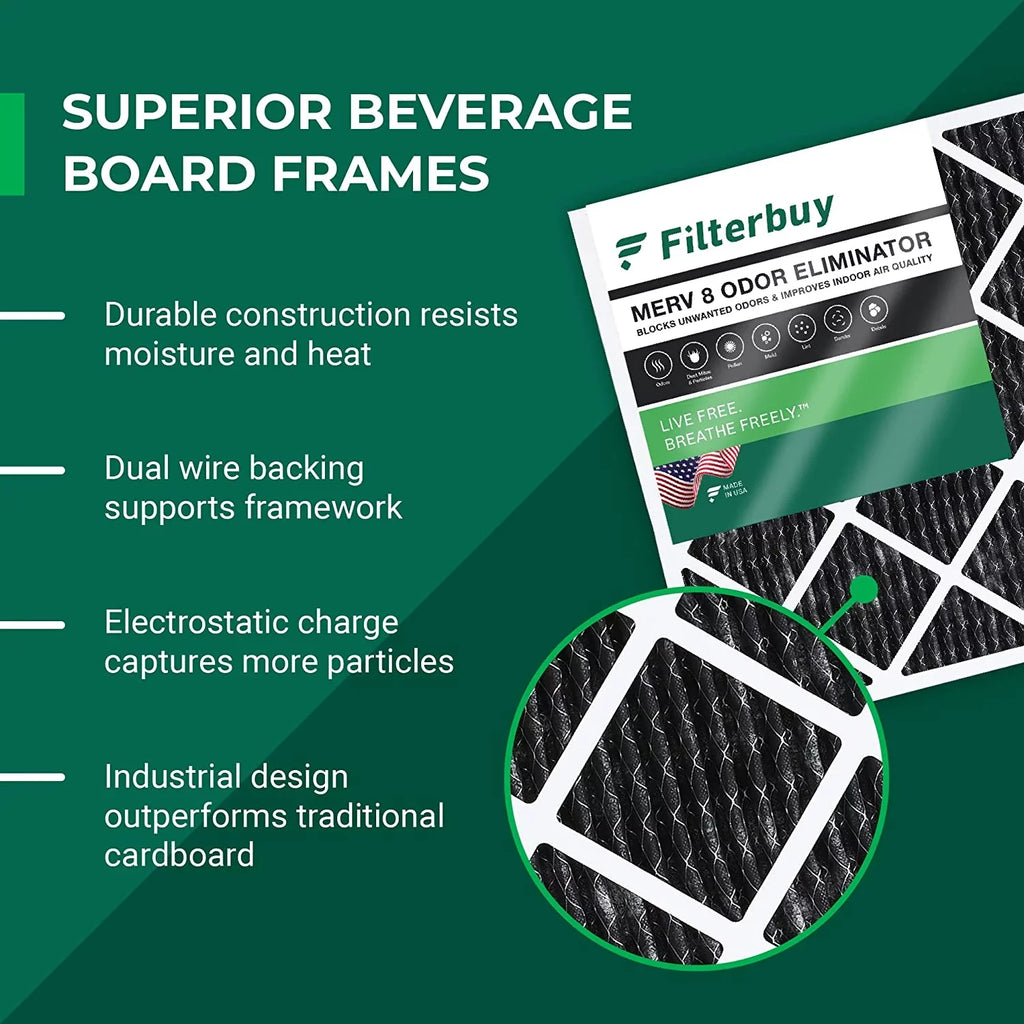 HVAC Pleated Carbon Odor 10x24x1 Furnace AC Activated Air Eliminator Filterbuy 8 with Filters (12-Pack) MERV