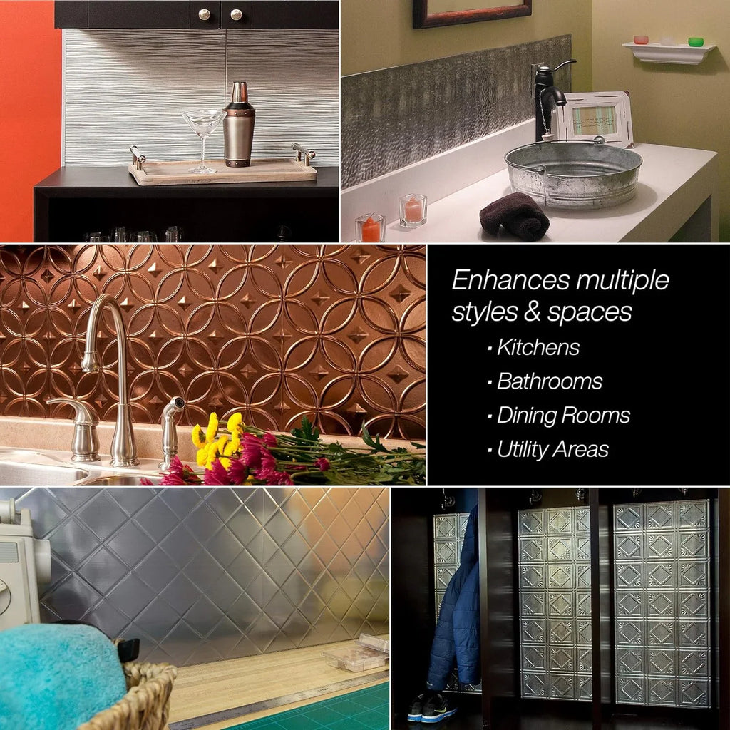 Style/Pattern 4 In Backsplash Sq Decorative Traditional Vinyl Ft 15 Kit Smoked Pewter