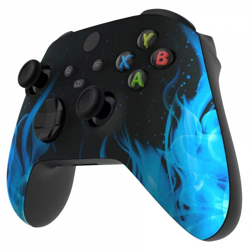 Custom One Controller White Xbox Modded Flames Rapid Fire / X Soft LED Touch With Series Blue