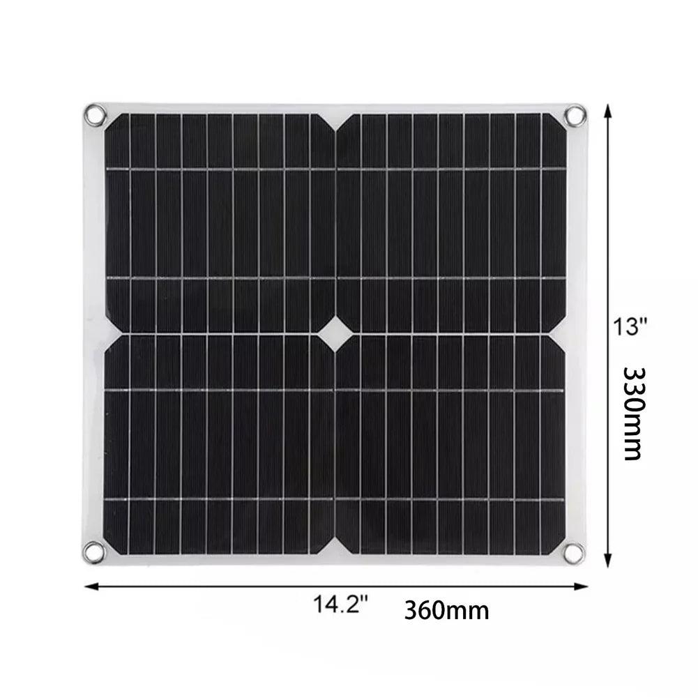 RV Monocrystalline Marine Panel 25W for PWM Waterproof 100A Controller, Nebublu Kit Solar with Cellphone Plate Dual Charging USB 18V Recharger, 12/24V Solar