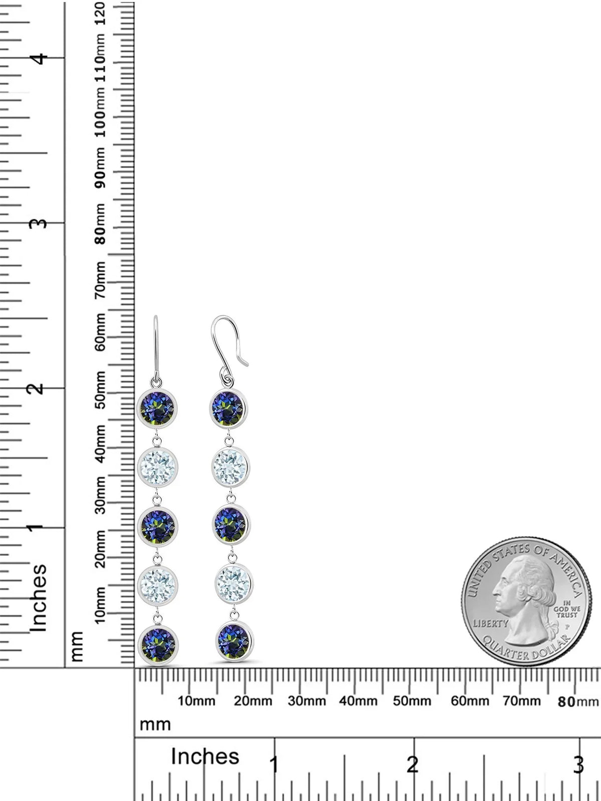 Topaz 925 Blue Stone King Round Ct Gem Sterling Sky Mystic Earrings Blue 9.00 Silver Aquamarine