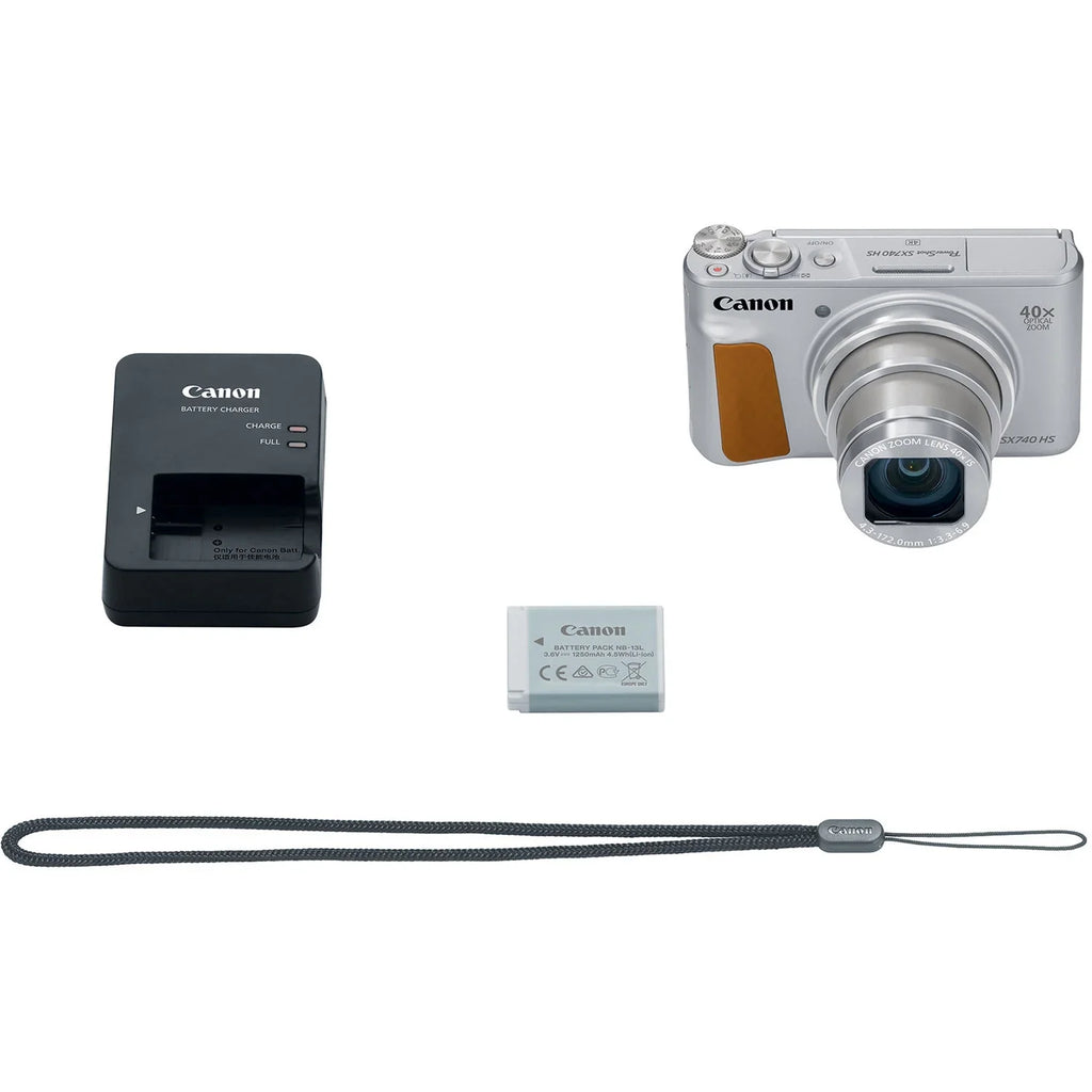 HS Accessory Canon Memory Gripster Digital SX740 (Silver)+64GB Bag+Steady Card+Camera Camera Tripod+Deluxe Shoulder Bundle PowerShot