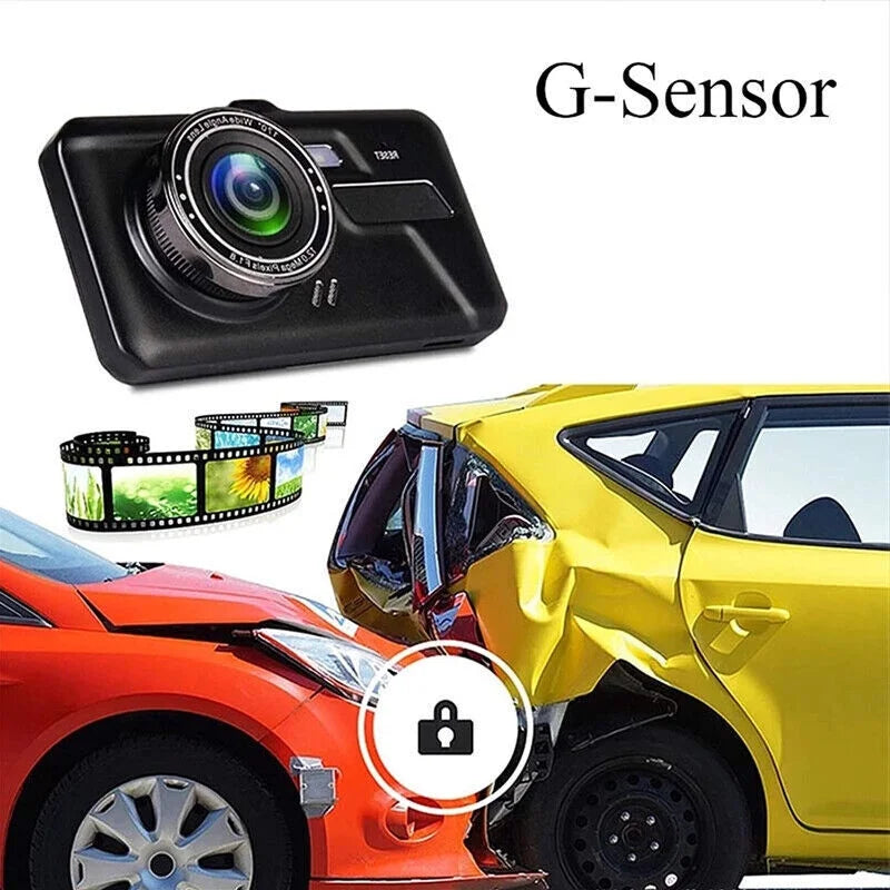 and Parking Car Lens Front and Touch HD Dual Recorder Camera G-Sensor, Video Screen Monitoring Dash Cam 1080P Driving DVR 4" Xhy Rear Detection Motion