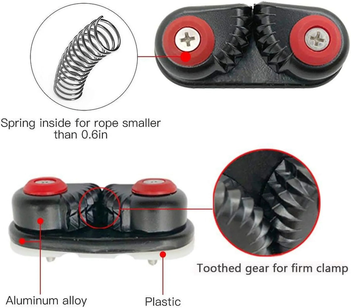 Lixada Boat Sailing Entry Cam Cam Kayak Cleats Fast Cleats 2PCS Aluminum Dinghy Canoe Boat Kayak Cleat