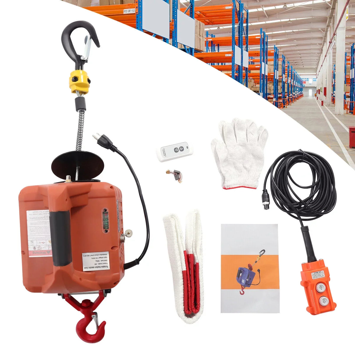 Wireless 110V Remote 200KG/440LBS 3-in-1 Heavy Crane Winch Lift Control 62ft Portable Duty ZhdnBhnos Electric w/ Hoist