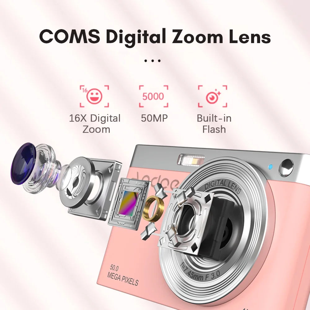 for Compact Zoom Digital 4K with Teens Camera 50MP, and Auto Video Focus, 16X