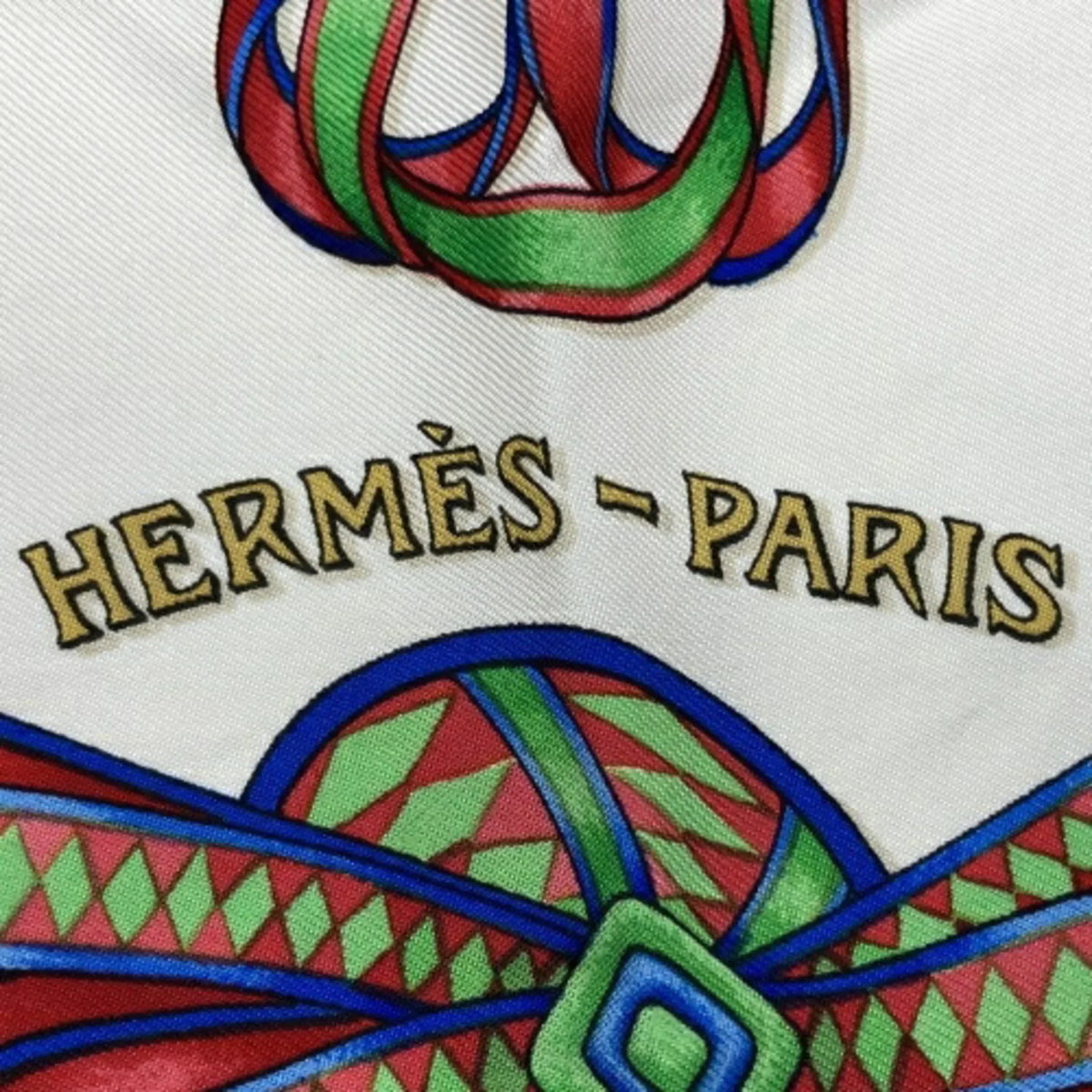 HERMES Ribbon (Good) Silk LES Horse Fashion Scarf Accessory RUBANS Gray CHEVAL Carre90 Pre-Owned DU Ladies