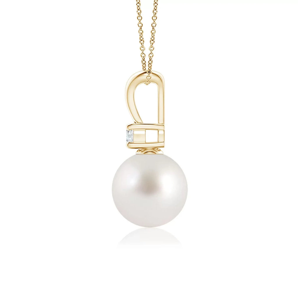 (Grade-AAA|Size-8mm) Gold in Gifts Angara Sea V-Bale Day Jewelry Women, 14K for Her Birthstone June for Cultured South Wedding, Yellow Pendant Engagement, Girls Valentines Birthday, Pearl Necklace
