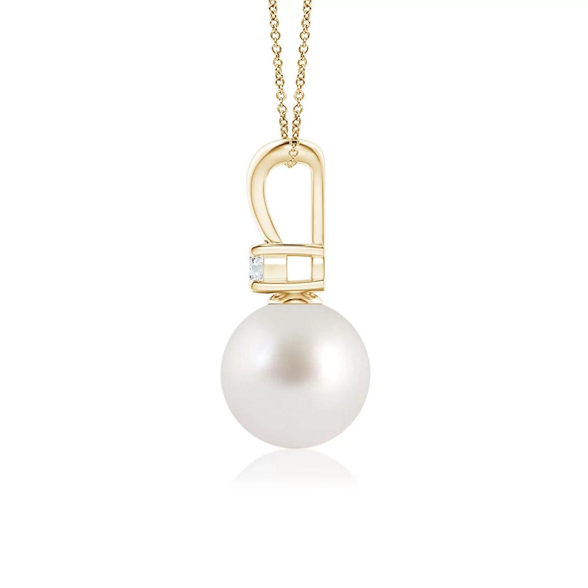 (Grade-AAA|Size-8mm) Gold in Gifts Angara Sea V-Bale Day Jewelry Women, 14K for Her Birthstone June for Cultured South Wedding, Yellow Pendant Engagement, Girls Valentines Birthday, Pearl Necklace