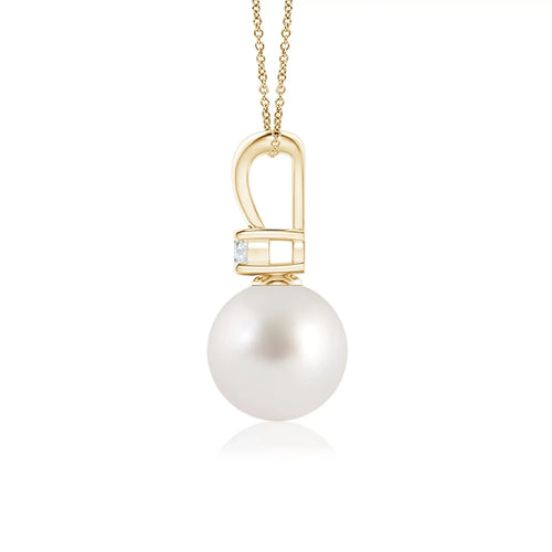 (Grade-AAA|Size-8mm) Gold in Gifts Angara Sea V-Bale Day Jewelry Women, 14K for Her Birthstone June for Cultured South Wedding, Yellow Pendant Engagement, Girls Valentines Birthday, Pearl Necklace