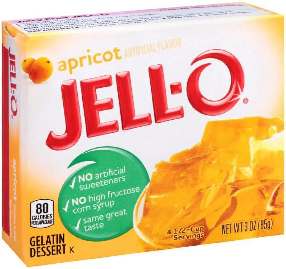 of Gelatin Apricot Dessert, 18) Jell-o, (Pack