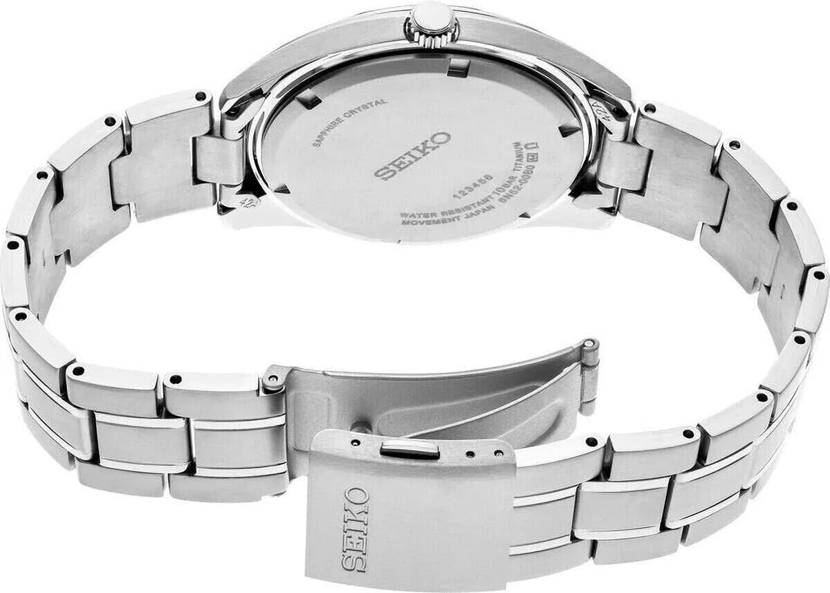 Titanium Grey SUR373 Men's Dial Blue Quartz Seiko Classic Watch