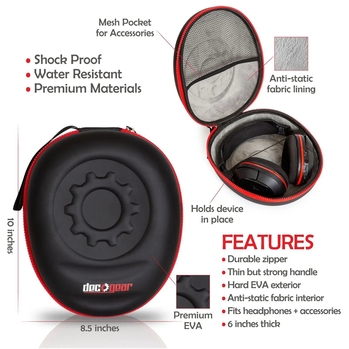 Deco Sony Wireless (Black) Bundle Noise-Canceling Gear with Case Headphones WH-CH710N
