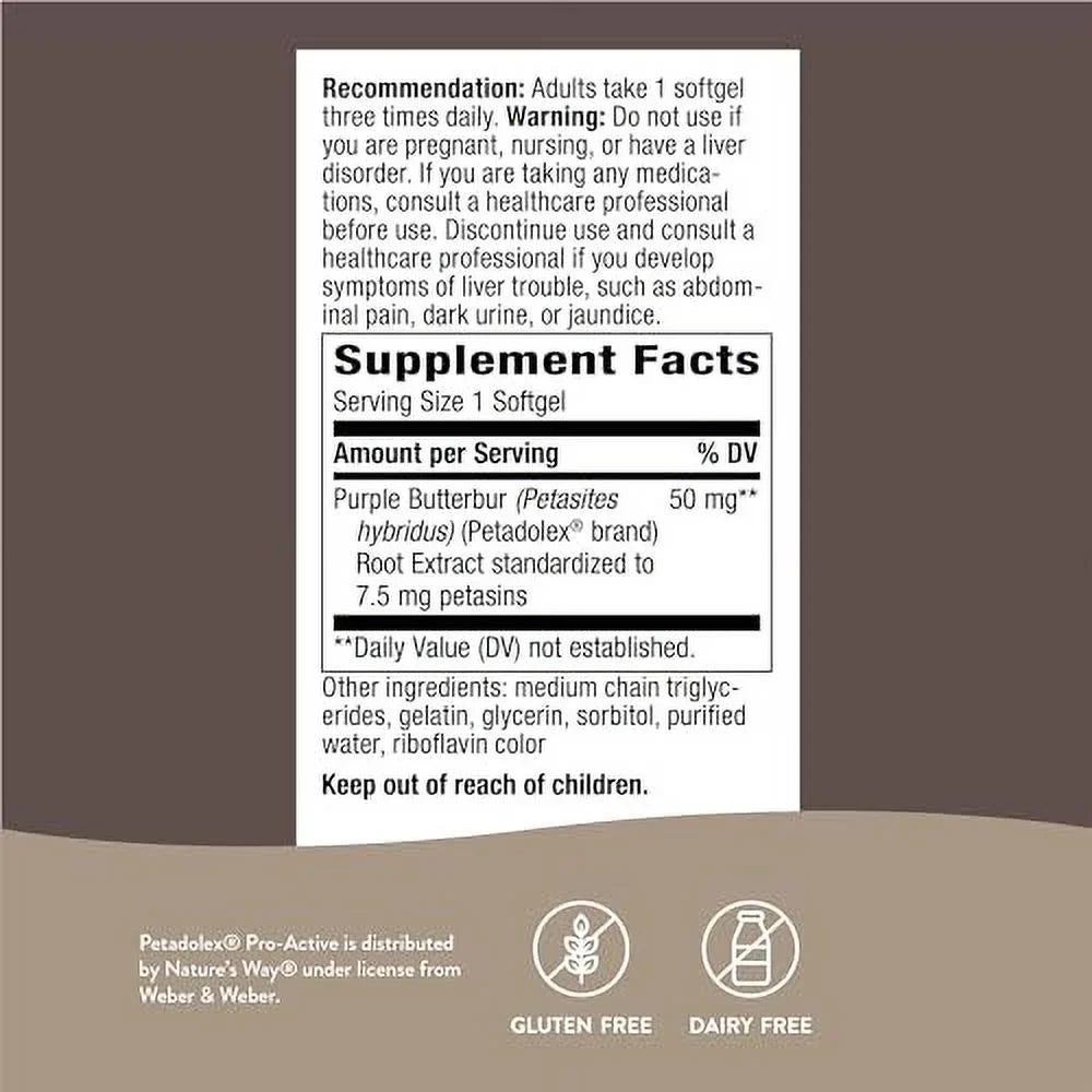 in Patented Petadolex Brain 60 Health Pro-Active, with Relaxation Blood Softgels the Butterbur*, Way and Vessel Nature's