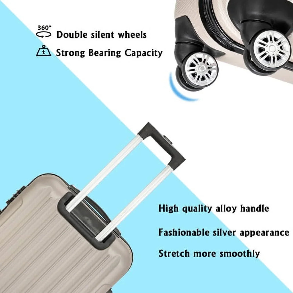 Luggage Wheels(20/24/28), with Piece Capri Champagne Spinner 3 Set