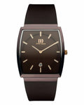 Brown IQ17Q900 Men's Steel Danish Watch Rectangle Dial Stainless Leather Design