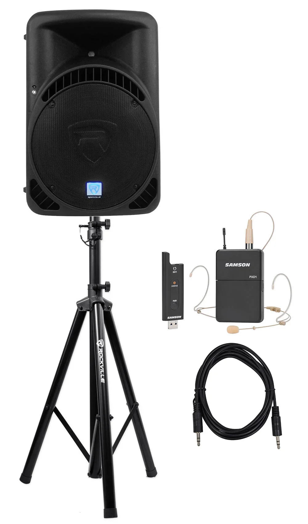 Church Mic Speaker 15" Sound setup Rockville Headset Sermons, Speeches w/ For