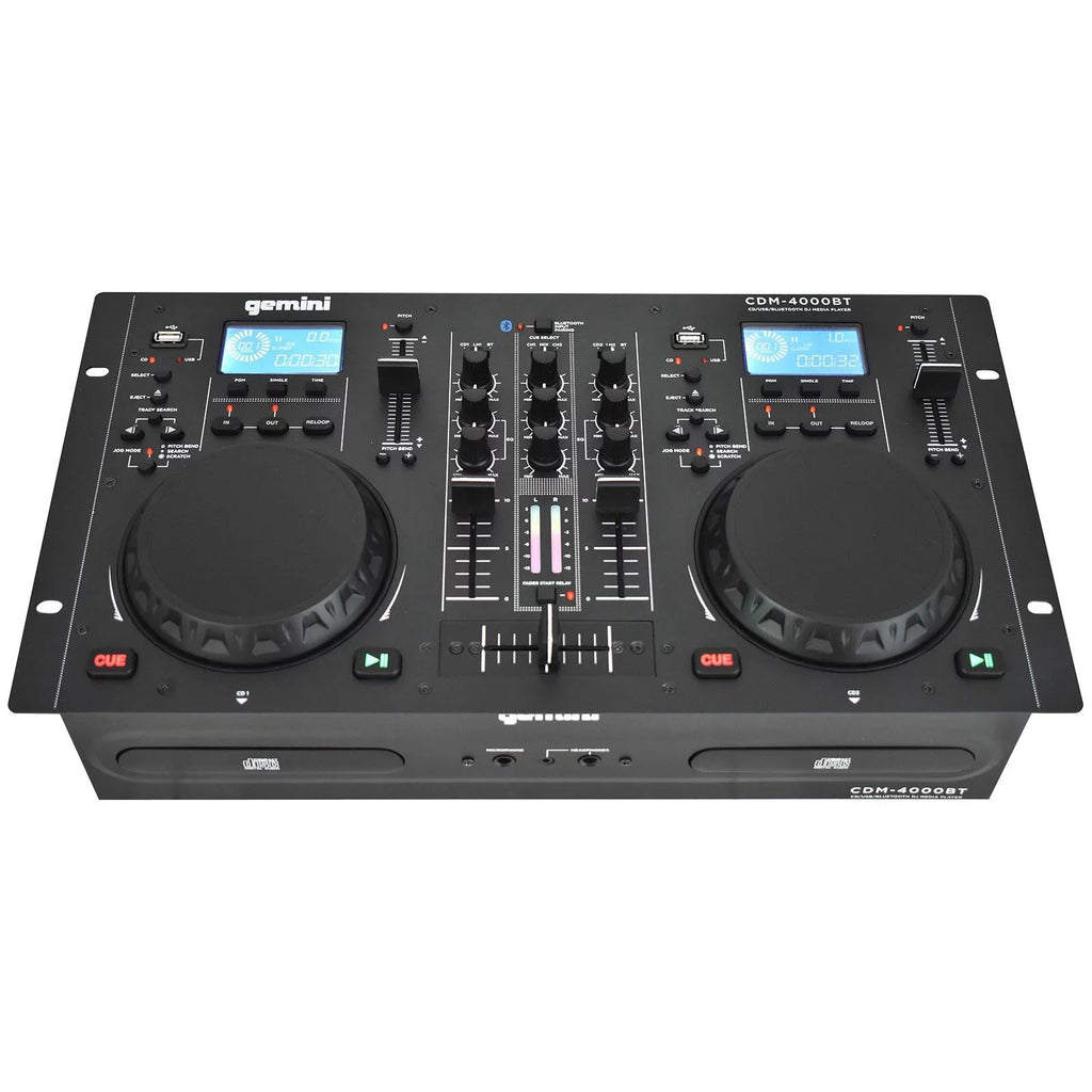 DJ Media Player 15" CD/MP3/USB Woofers Bluetooth CDM-4000BT Package Speaker AS-1500P Gemini & with Active