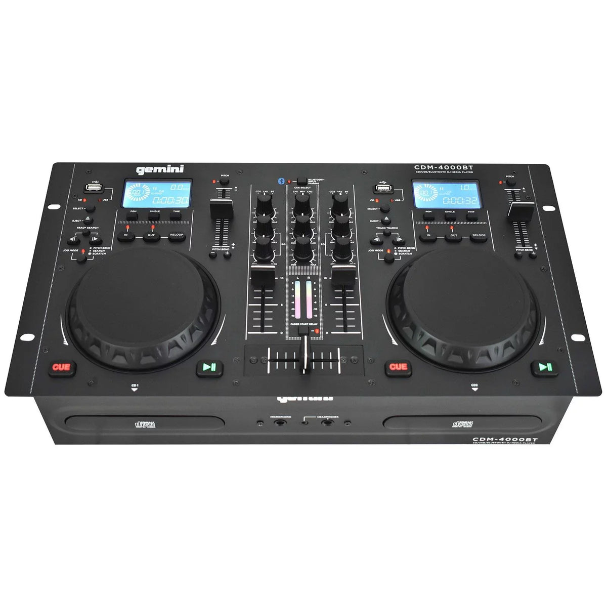 DJ Media Player 15" CD/MP3/USB Woofers Bluetooth CDM-4000BT Package Speaker AS-1500P Gemini & with Active