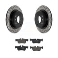 KDF-101034 For Coated Cooper - Kit Drilled Semi-Metallic Rotors Disc i3 Slotted Pads Rear And Transit Auto Mini Brake Countryman BMW Clubman