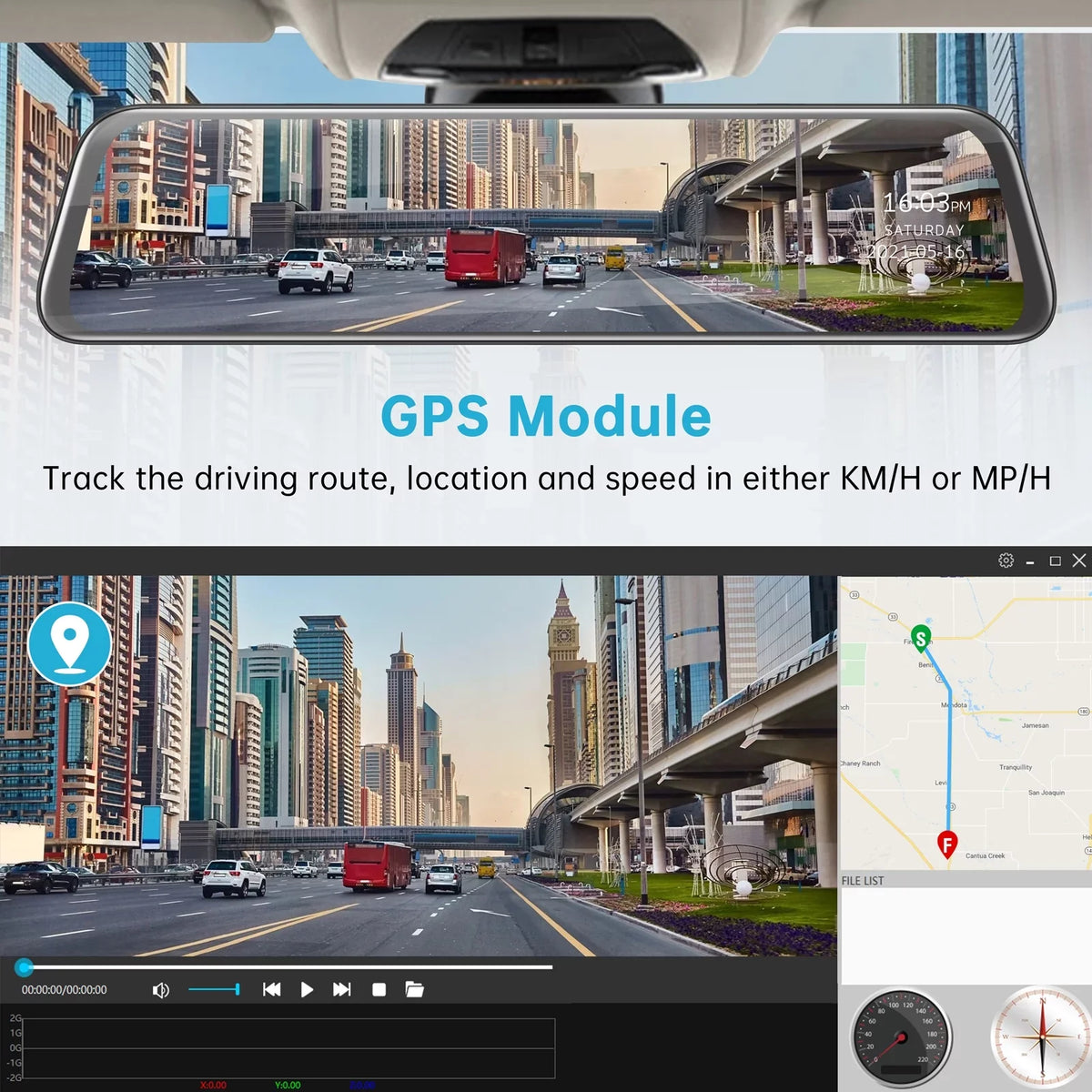 Touch Rear Waterproof Inch GPS Rear Front Loop Mirror Night Dual 12 Screen Assistance, Dash Dash Cam and Camera 2.5K Vision, Parking Camera, View Recording Cam Backup with Mirror