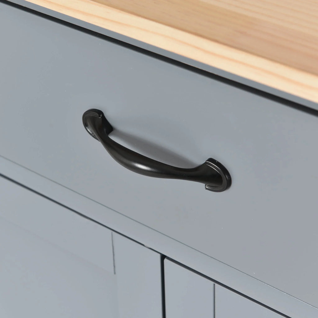 Kitchen Wood Locking - Blue Wheels Grey Top Island Solid Granite with Cart and