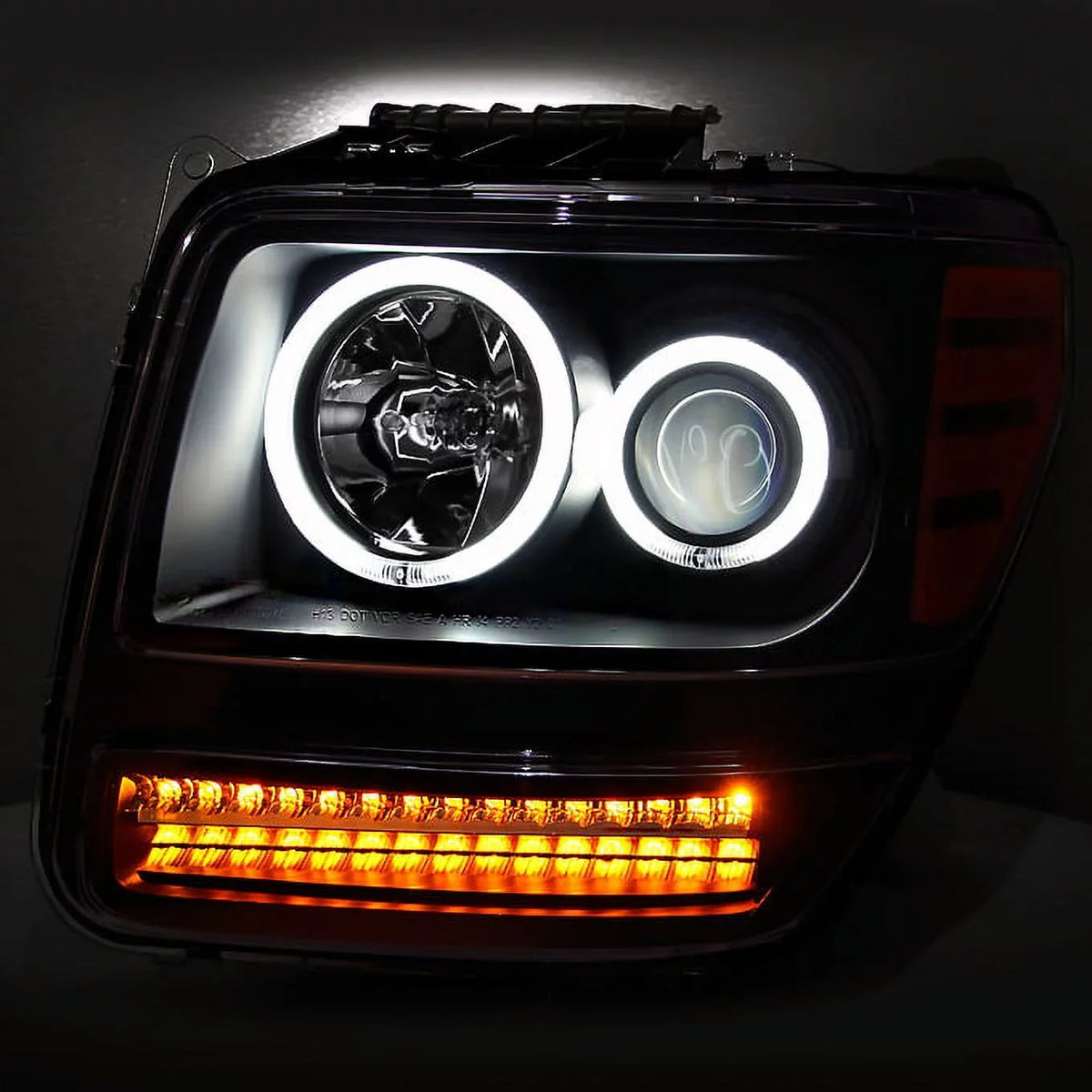 Nitro Black 2007-2012 + LED Tail Red Lights CCFL AKKON - For Halo Dual Combo Signal Dark Headlights Projector