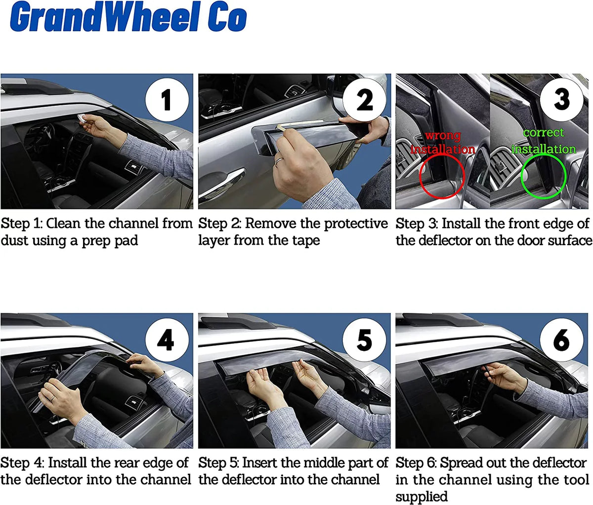 2007-2021 Tundra Double Toyota GrandWheel Compatible with 4pcs. Vent Smoke Side - In-channel Cab Co Window Rain Tinted Guards Deflectors Visor GW0114