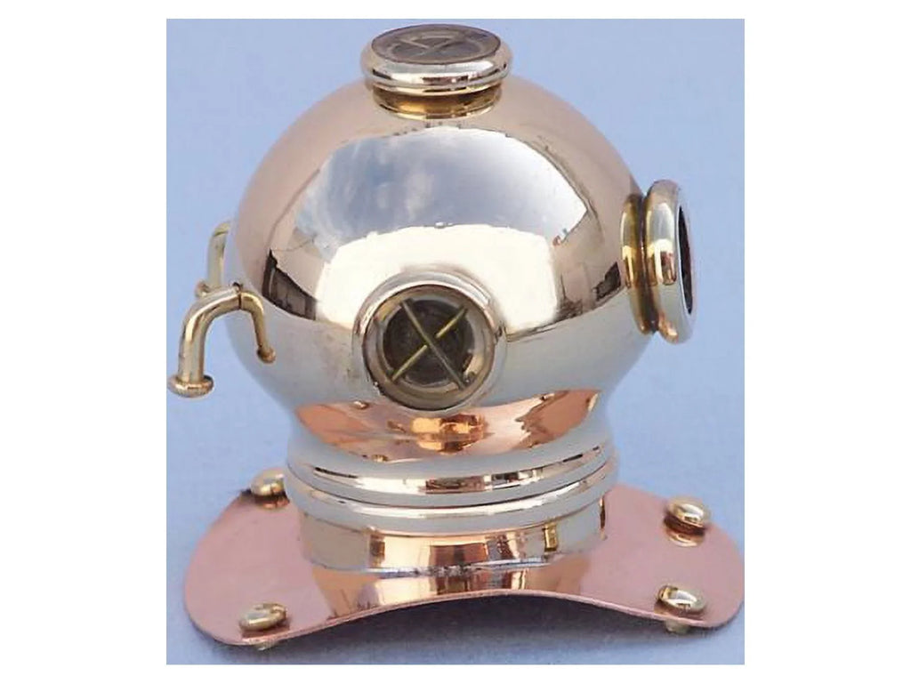 3 Decorative Weight in. design Paper Ships Handcrafted Diving Accent Brass-Copper Helmet