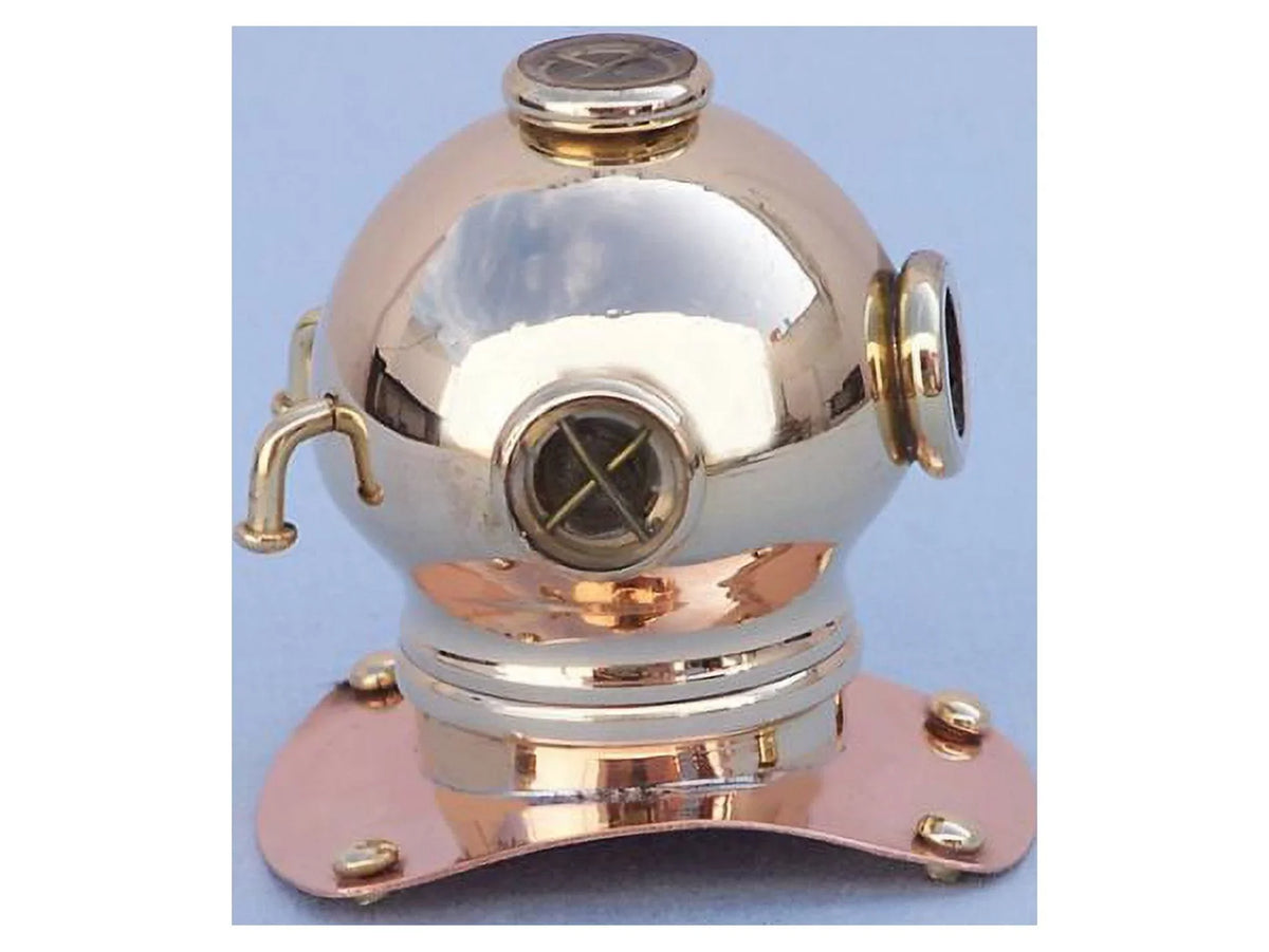 3 Decorative Weight in. design Paper Ships Handcrafted Diving Accent Brass-Copper Helmet
