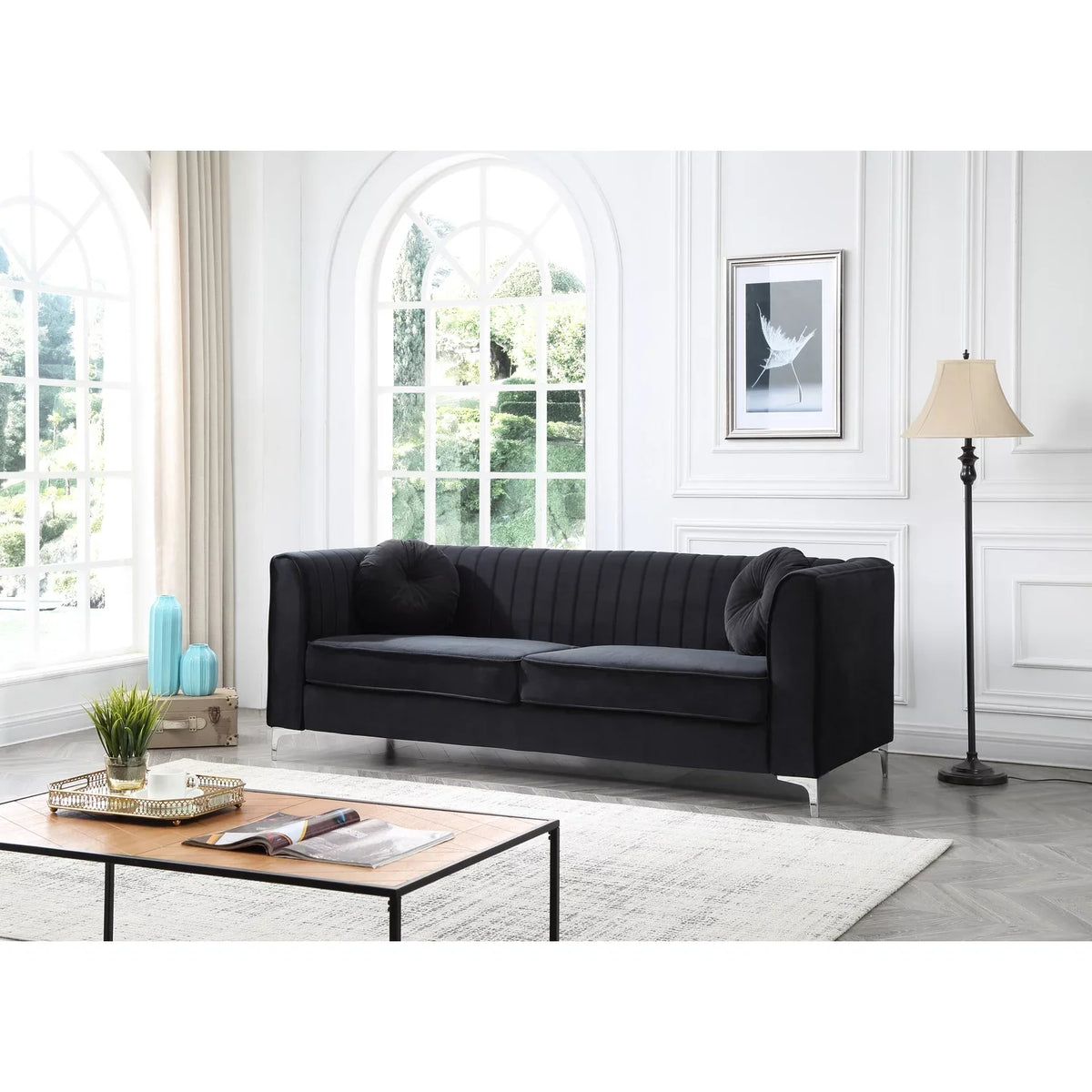 ) ( 2 Boxes Black Southwestern Homestock , Style G793A-S Sofa