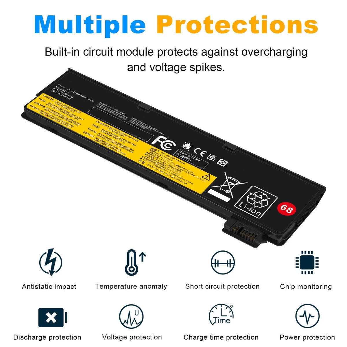 X250 ThinkPad X260 T450 Battery T460 24Wh X240 68+ For T440