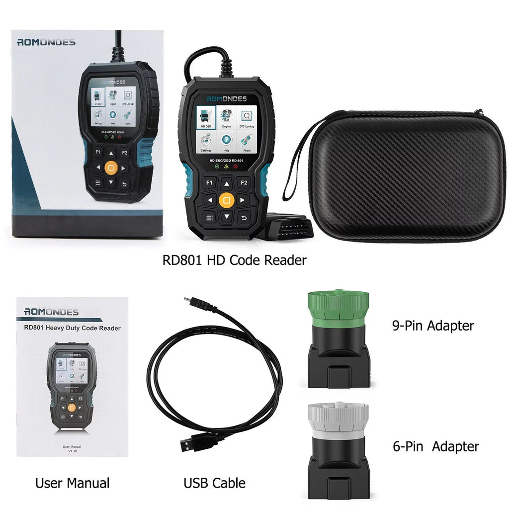 Tools RD801 Scanner Heavy Reset OBD2 Diagnostic Code Oil Duty Truck Reader Romondes Diesel Scanner Truck DPF
